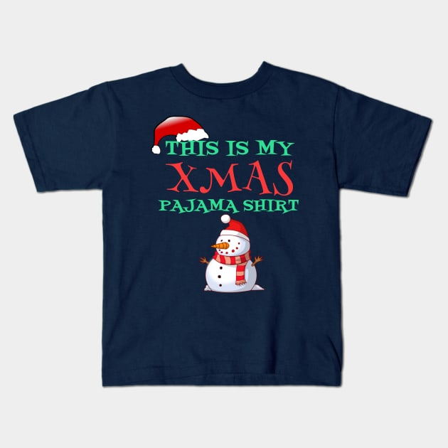 This Is My Xmas Pajama Shirt Funny Cartoon Snowman Gift Kids T-Shirt by klimentina